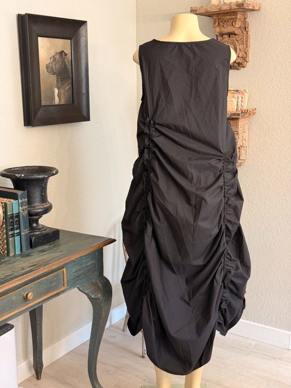 F.modern Black Sleeveless Midi Length Hi Round Neckline Oversize Dress - Picture 2 of 7